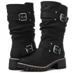 【並行輸入品】GLOBALWIN Women's Mid Calf Dress Boots Biker Motorcycle Riding B