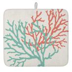 [ параллель импортные товары ]LIFEMUSION Teal Red Coral Dish Drying Mat for Kitchen Counter, S