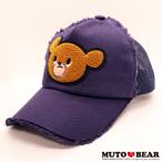 【新商品】play set products MUTO BEAR さがら刺繍ワッペン CAP パープルネイビー ダメージ加工 限定数生産