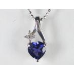 K18WGアイオライト/ダイヤハートペンダントネックレス