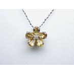 K18WGシトリン／ダイヤペンダントネックレス