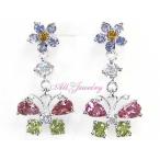 天然 ピンクトルマリン・タンザナイト・ペリドット・ ピアス【即納】