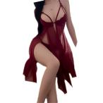 セクシー下着 レディース ランジェリー ベビードール レース Tバックセット キャミワンピ 透け感 大人可愛い ワインレッド