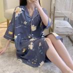 マタニティ パジャマ ワンピース 半袖 綿 前開きパジャマ 産後パジャマ 妊婦 パジャマ 大きいサイズ 夏 産前産後可 ルームウェア