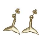 ハワイアンジュエリー ピアス 14K ゴールド 揺れる ホエールテール スタッドピアス ハワイ製 クジラ