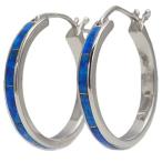 ハワイアンジュエリー フープピアス シルバー925 ロジウムコーティング ブルーオパール プレゼント