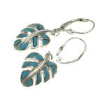 ハワイアンジュエリーピアスシルバー925モンステラターコイズピアス