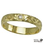 ハワイアンジュエリー リング 指輪 結婚指輪 オーダーメイド しっかりした1.75mm厚 幅4mm 14k グリーンゴールド バレルリング