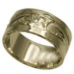ハワイアンジュエリー リング 指輪 結婚指輪 オーダーメイド 重厚な立体感2mm厚 幅8mm 14k ホワイトゴールド フラット スペシャルプレーン