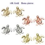 ハワイアンジュエリー ピアス イヤリング 14ｋ イエロー ピンク ホワイト グリーン ゴールド ミニホヌピアス レディース メンズ