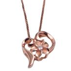 Yahoo! Yahoo!ショッピング(ヤフー ショッピング)ハワイアンジュエリー オープンハート 煌めくジルコニア 幸福のプルメリア ペンダントトップ ピンクゴールドコーティングシルバー プレゼントに最適