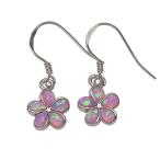 ハワイアンジュエリーピアスシルバー925ピンクオパールプルメリアフックロジ...