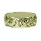 ハワイアンジュエリー リング 指輪 結婚指輪 オーダーメイド お手軽な1.25mm厚 幅6mm 14k グリーンゴールド バレルリング