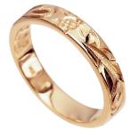 ハワイアンジュエリー リング 指輪 結婚指輪 オーダーメイド しっかりした1.5mm厚 幅4mm 14k ピンクゴールド フラットリング