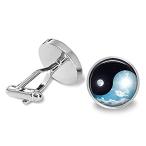 地球とスペースYin Yang Cufflinks