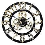 Top Race 16 Inch Round Wall Clock, Antique Handmade Wooden Vintage 3D Gear Design, by Chevy K. (Gold with Numbers)【並行輸入品】