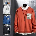 トレーナー メンズ クルーネック トップス スウェット スエット ロゴ 長袖Tシャツ ルームウェア 秋服 秋物