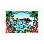 ハワイ アート 絵画 壁掛け スタンド TAMO（タモ）ハワイアン インテリア 海 ビーチ 絵 プリント ポスター （Town of Hawaii）