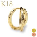 ハワイアンジュエリー ピアス k18 スクロールフープ K18 18金ゴールド レディース aer1082a
