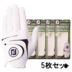 ショッピング冬 5枚セット フットジョイ 秋 冬 メンズ ゴルフグローブ 18 ウェザーソフ FootJoy