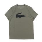 ラコステ メンズ テニス 半袖Tシャツ コットンブレンドウルトラドライロゴプリントTシャツ TH2042-3HK _ カーキ LACOSTE