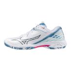 ミズノ WAVE CLAW 3 FIT ウエーブクロー 3 フィット 71GA244221 メンズ レディス バドミントン シューズ 2E _ ホワイト×セルリアンブルー MIZUNO