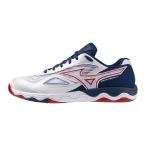ミズノ WAVE MEDAL 7 WIDE ウエーブメダル 7 ワイド 81GA241501 メンズ レディス 卓球 シューズ 3E _ ホワイト×ネイビー MIZUNO