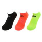 ニューエラ ソックス SOCKS SHORT 3PAIRS FLASH 12674026 3足セット 3足組 靴下 ： ブラック×イエローグリーン NEW ERA