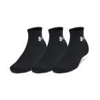 アンダーアーマー ソックス 靴下 UAトレーニング コットン クオーター ソックス 3足セット 1386372 002 ： ブラック UNDER ARMOUR
