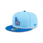 ニューエラ キャップ 59FIFTY オンフィールド 2025 MLB 4th of July ロサンゼルス・ドジャース ライトブルー ブルーバイザー 14628793 帽子 NEW ERA