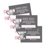 25 Diaper Raffle Ticket Lottery Insert Cards For Pink Girl Elephant Baby Sh