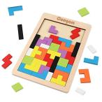 Coogam (クーガム) 木製 ブロックパズル 頭の体操 玩具 タングラム ジグソー 知能 カラフル 3D ロシアンブロック ゲーム STEM モン