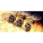 [ суббота и воскресенье . отправка ] аксессуары каркас кольцо Skull череп кольцо мужской ..3 полосный двойной кольцо 