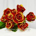 輝く赤バラの花束　10本バラのブーケ　ディアマンテレッド10