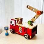 知育玩具 木のおもちゃ アクティブ消防車 2歳 型はめ 消防車 大工 車 プルトイ 知育玩具 おもちゃ 子供 男の子 女の子