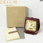  подлинная вещь не использовался SEIKO DECOR кварц складной красный кожа путешествие сигнализация часы QQ534R Vintage Seiko *HJ-0389
