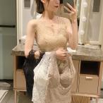 総レースタンクトップ キャミソール Vネック カップ入り 肌着 美胸 ブラカバー ブラトップ シースルー