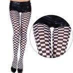 ストッキング ハロウィン コスプレ パーティー 仮装 MUSIC LEGS 黒と白の市松模様 チェック柄 パンティストッキング ML7006 MB-B