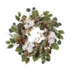 ショッピングアジサイ 造花アジサイ 人工ユーカリリース 玄関ドア用 バルコニー用 新築祝い 感謝祭用 花リース