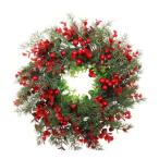 ショッピングクリスマスリース 赤いベリーのクリスマスリース 人工リース ホリデーパーティーの装飾 玄関のクリスマスリース クリスマスウェディングホームデコレーション