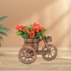 三輪車プランター木製の植木鉢屋外の多機能装飾デスクトップキッチンオフィスガーデンホーム用の植物ポットオーガナイザー