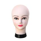 暗いピンク 女性のマネキンの頭 まつげと唇を持つ女性のマネキンの頭