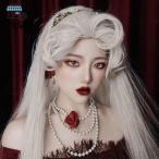 中世の貴族風 白髪 フルウィッグ かつら 女性 長髪 ロングヘア ロリータ 前髪あり 自然 可愛い キュート 小顔効果抜群