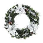 ショッピングクリスマスリース クリスマスリース オーロラシルバーポインセチアリース (クリスマス飾り 45cm)