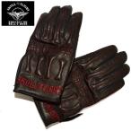 SKULL FLIGHT スカルフライト 3シーズン対応撥水加工オールレザーグローブ BONE GLOVE ボーングローブ ブラック×レッド 全10色