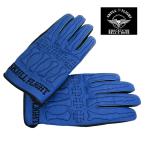 SKULL FLIGHT スカルフライト 3シーズン対応撥水加工オールレザーグローブ ブルー×ブラック色 BONE GLOVE ボーングローブ
