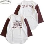 ショッピングswim WAREHOUSE ＆CO. 4800 B/B T-SHIRTS SWIM TEAM CREAM/BORDEAUX ウェアハウス カンパニー メンズ  七分袖 ベースボール Tシャツ クリーム/ボルドー