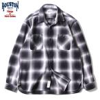 ショッピングネルシャツ HOUSTON 41252 OMBRE CHECK VIYELLA SHIRT BLACK ヒューストン オンブレ チェック ヴィエラ シャツ 長袖 メンズ ネルシャツ メンズ ブラック