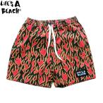 LIFE'S A BEACH FLAME PATTERN SHORT PANTS BLACK x ORANGE ライフズ ア ビーチ 復刻 ファイヤー パターン イージー ショートパンツ メンズ オレンジ 送料無料