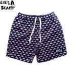【別注】 LIFE'S A BEACH BAT PATTERN SHORT PANTS BLACK x PURPLE ライフズ ア ビーチ 復刻 バット パターン イージー ショートパンツ メンズ 送料無料